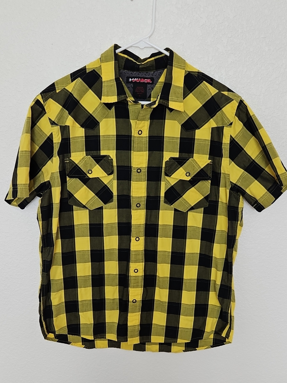 Mens Black & Yellow Tony Hawk Snap Front Shirt ~ Size XL